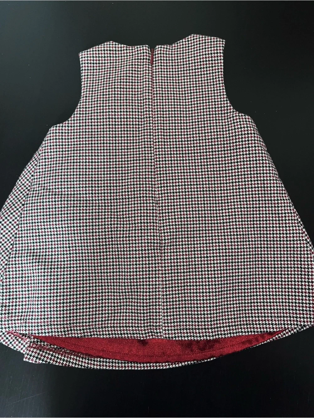 Vintage Gymboree Classic Holiday Girls Burgundy/Black/Cream Houndstooth Dress